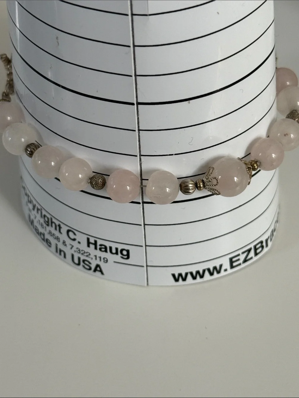 Rose Quartz Beaded Bracelet - Elegant Pink Women's Jewelry untested metal